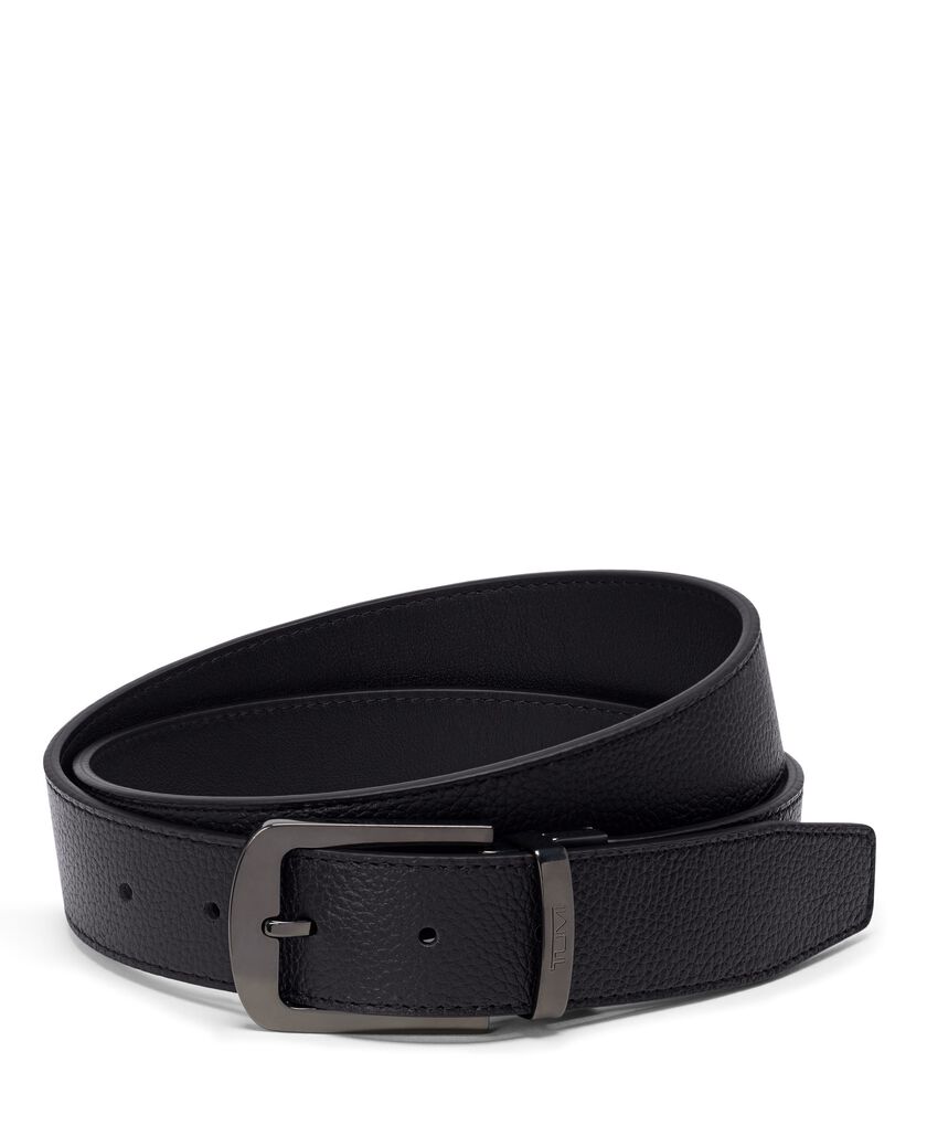 TUMI BELTS Rounded Rectangle Reversible Pebbled to Smooth Leather Belt 35mm OS44  hi-res | TUMI