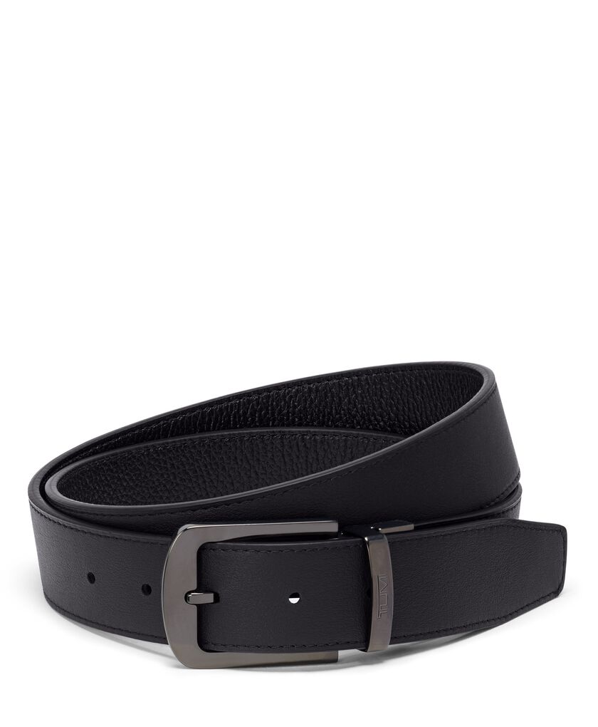 TUMI BELTS Rounded Rectangle Reversible Pebbled to Smooth Leather Belt 35mm OS44  hi-res | TUMI