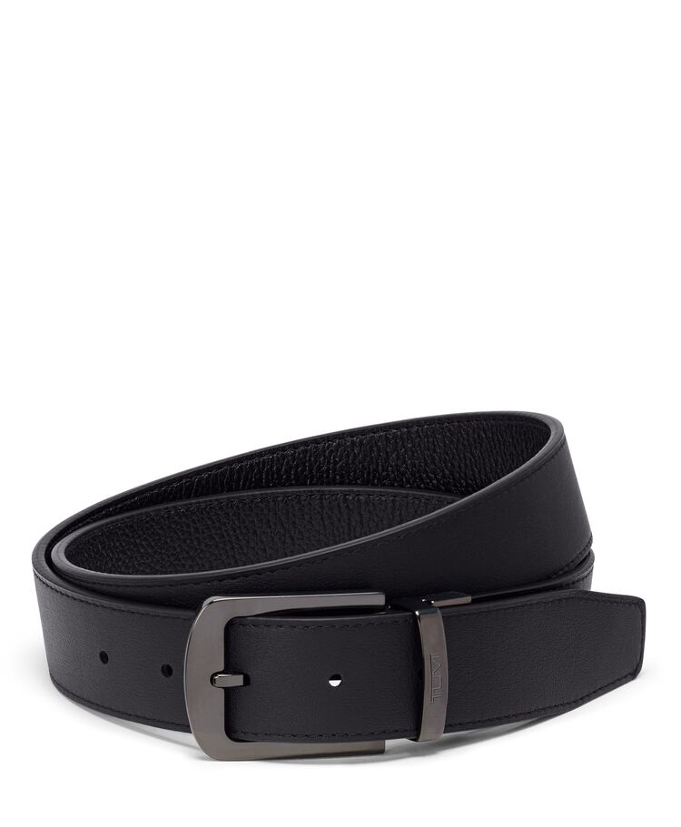 TUMI BELTS Rounded Rectangle Reversible Pebbled to Smooth Leather Belt 35mm OS44  hi-res | TUMI