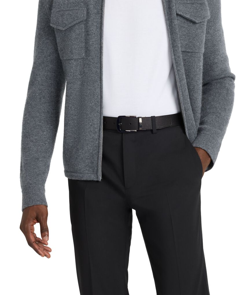 TUMI BELTS Rounded Rectangle Reversible Pebbled to Smooth Leather Belt 35mm OS44  hi-res | TUMI